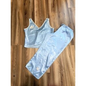 Cruz Satin Pajamas Women's Medium Silky Pjs Sleeveless Light Blue